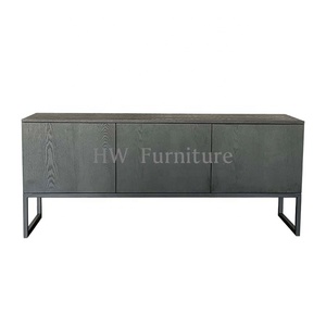 Heywood Modern <strong>Black</strong> Wood <strong>Side</strong> <strong>Cabinet</strong> for Living Room Villa &amp; Hotel Use-Durable Storage Furniture - Product Image 5