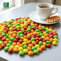 Bonbons gélifiés halal aux fruits, en forme de boules colorées, imprimés de dessins animés, en gros, emballage personnalisé OEM, directement de l'usine