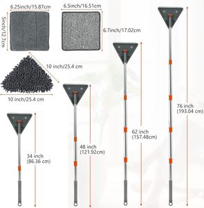 Tường Cleaner lau với xử lý dài 76 inch ván chân tường Cleaner công cụ lau bụi <span class=keywords><strong>360</strong></span> ° xoay tường Lau Trần Công cụ làm sạch - Product Image 2