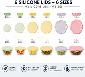Tapas de Silicona Elásticas YDS para Tazones, Tapas Reutilizables para Almacenamiento de Alimentos para Tazones, Tazas y Recipientes - Product Image 3