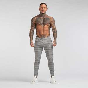 <span class=keywords><strong>Pantalones</strong></span> de cuadros supercómodos y elásticos para <span class=keywords><strong>hombre</strong></span>, Pantalón chino ajustado, color gris y blanco, 2022 - Product Image 2