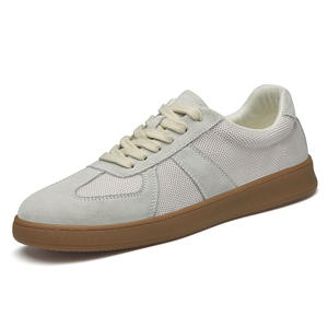 Zapatos de Ocio de Primavera para Hombre, de Cuero Genuino, Punta Redonda, Forro de Microfibra Transpirable, Cierre con Cordones Delanteros, Color Blanco - Product Image 1