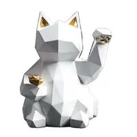 OEM Kerajinan Resin Kustom Patung Seni Abstrak Patung Kucing Patung Maneki Neko Ornamen