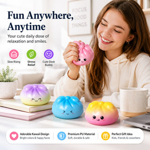 Jouets Squishy en PU de Haute Qualité à Remontée Lente, Petits Yeux Expressifs, en Forme de Dumplings, Jouets à Presser pour Enfants - Vente en Gros - Product Image 2