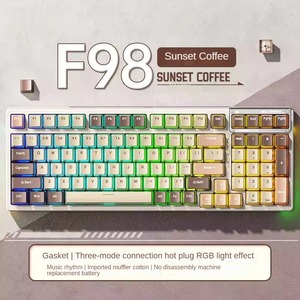 F98 personalizzabile RGB Wireless Bluetooth tastiera meccanica ad alta aspetto E-sport gioco trasparente in tre modalità Hot-Swappable - Product Image 4