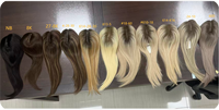 Perruque de luxe de 16 pouces, mèches blondes et brunes mélangées, cheveux européens Remy, petites extensions à clipser, mini perruque frontale en dentelle, topper monofilament pour femme