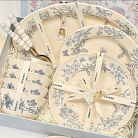 Service de table en céramique classique à motifs floraux et d'animaux, très demandé pour les mariages |   Ensemble de vaisselle personnalisé avec logo pour les cadeaux de mariage