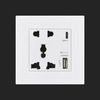 Plaque PC prise électrique 2 broches et 3 broches prise murale universelle Type C prises de chargeur USB