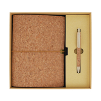 Coffret Cadeau Carnet à Feuillets Mobiles, Journal à 6 Anneaux avec Stylo en Liège, Cadeau Promotionnel d'Entreprise, Souvenir de Bureau