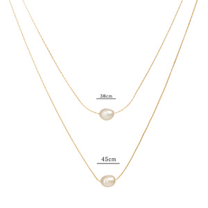 <span class=keywords><strong>Collier</strong></span> punk à <span class=keywords><strong>Double</strong></span> couche en or, <span class=keywords><strong>collier</strong></span> de clavicule, perles d'eau douce naturelles, plaqué or, Baroque - Product Image 6