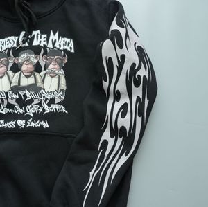 Sweat à capuche surdimensionné pour hommes, poids lourd, polaire à manches longues, logo tricoté sur le devant, fabriqué, manches longues pour hommes de grande taille - Product Image 2