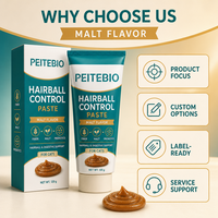Pâte anti-boules de poils PEITEBIO pour chats avec fibres de malt et prébiotiques, saveur malt, soutien digestif et anti-boules de poils, 120g