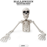 Nouveau style 2026 – Décoration d'Halloween transfrontalière : squelette géant demi-corps de 120 cm pour intérieur et extérieur