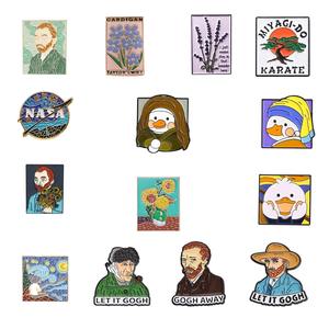 Pins de Esmalte Personalizados de Estilo <span class=keywords><strong>Post</strong></span>-Impresionista/Inspirados en Artistas, Insignias de Solapa de Esmalte Duro y Blando para Promoción, Souvenir Coleccionable - Product Image 2