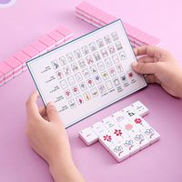 Tuiles de Mahjong Américaines Rose Gravées en Mélamine, Thème Nœud Chinois, Luxe pour Réunions Familiales et Divertissement