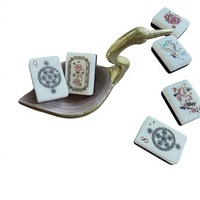 2026 Mahjonghau Ensemble de tuiles de Mahjong américain en acrylique argenté et turquoise, de luxe, portable, meilleures ventes, jeu de société Mahj Table Chess