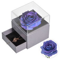 Collier de roses rouges longue durée boîte à bijoux fleurs en soie éternelles conservées pour la fête des mères cadeau de noël saint valentin