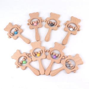 Juguete Sonajero <span class=keywords><strong>para</strong></span> Bebé <span class=keywords><strong>de</strong></span> 0 a 6 <span class=keywords><strong>Meses</strong></span>, <span class=keywords><strong>de</strong></span> Madera <span class=keywords><strong>de</strong></span> Haya, Oso <span class=keywords><strong>de</strong></span> Peluche, Mordedor Educativo, Suave y Colorido, con Campana <span class=keywords><strong>para</strong></span> la Dentición - Product Image 2