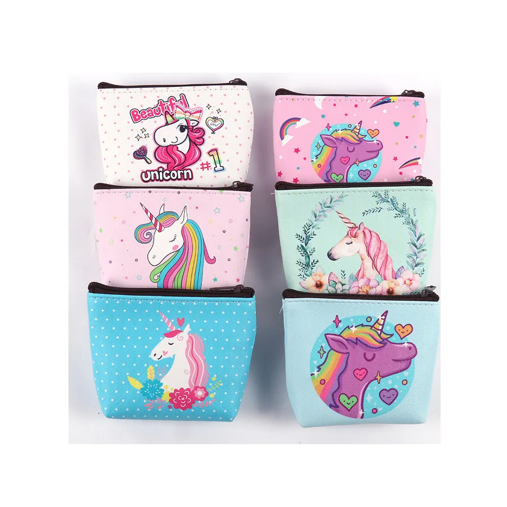 Wholesale sublimation coin purse kids mini cute unicorn coin purse women key pouch coin bag