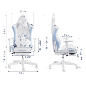 <span class=keywords><strong>Silla</strong></span> <span class=keywords><strong>Gamer</strong></span> de Cuero PU Estilo Racing UK de <span class=keywords><strong>Cinnamoroll</strong></span>, <span class=keywords><strong>Silla</strong></span> de Juego Blanca con Cojín Engrosado de 11 cm, Soporta hasta 330 lb - Product Image 2