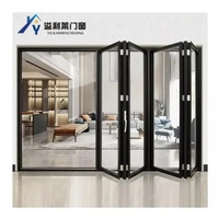 Portes pliantes accordéon modernes en alliage d'aluminium avec double vitrage trempé insonorisant pour salon, cour et extérieur