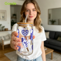 Stiker Transfer Tahan Air Goode UV DTF Cup Wrap 16oz untuk Gelas dan Tumbler, Kupas dan Tempel, Tanpa Pembersihan, Stiker DIY, Grosir OEM