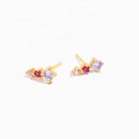 Gemnel Grosir Anting Mini 925 Sterling Silver Sederhana Bar Pelangi