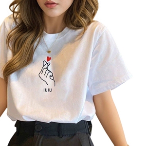 T-<span class=keywords><strong>shirt</strong></span> en coton <span class=keywords><strong>blanc</strong></span> pour <span class=keywords><strong>femme</strong></span>, coupe ample, manches courtes, <span class=keywords><strong>col</strong></span> <span class=keywords><strong>rond</strong></span>, haut décontracté basique pour l'été, à porter au quotidien - Product Image 4