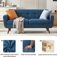 Mueble cómodo para sala de estar, 2 asientos/3 asientos, tapizado de tela azul