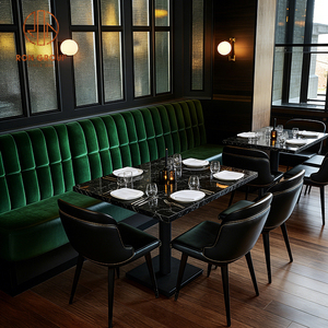 Set di Mobili di Lusso per Caffetteria Commerciale, Divano Quadrato in Velluto Verde, Arredamento per Hotel <span class=keywords><strong>e</strong></span> Ristoranti, Tavolo <span class=keywords><strong>e</strong></span> <span class=keywords><strong>Sedie</strong></span> - Product Image 3