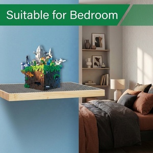 Pine Wooden Wall Mount Display <strong>Shelves</strong> for Building Bricks (16X8 Inch) 48X24 Stud Base Plate Compatible <strong>Grey</strong> - Product Image 4