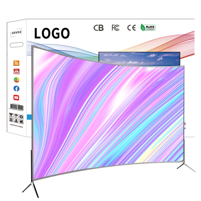 55 65 75 Inch Smart TV 4K Ultra HD LED Curved Big Screen Wifi Inteligentes Television