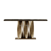 Meubles de villa de haute qualité table en marbre noir table console intérieure en acier inoxydable