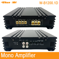 Amplificateur de subwoofer de voiture monobloc 1 Ohm RMS 1200W, pleine gamme, boost de basses puissant, SPL de pointe, classe D, BassBoost