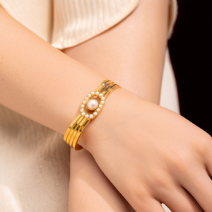 Bracelet en perles, acier inoxydable 316L, plaqué or PVD, bijoux durables et résistants pour femmes - Product Image 3