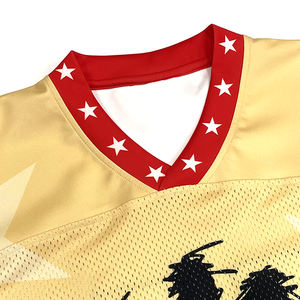 เสื้อฟุตบอลอเมริกันคลาสสิกแบบสั่งทำพิเศษ แห้งเร็ว ระบายอากาศได้ดี ป้องกันรังสียูวี ไซส์ใหญ่ สไตล์เรโทร สำหรับใส่เล่นกีฬาหรือใส่ลำลอง แบบซับลิเมชั่น - Product Image 4