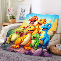 Fabrik-Großhandel Maßgefertigte Bunte Niedliche Dinosaurier 3D-Gedruckte Flanell-Plüschdecke Weiche Flauschige Fleece-Wurfdecken