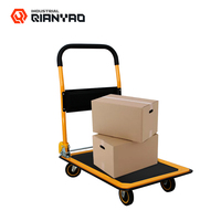 Carretilla Plegable Comercial con Gran Área de Carga, Carro de 4 Ruedas Giratorias, Carretilla de Mano Resistente para Logística