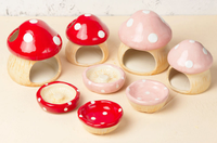 Bol à nourriture, mini bol en céramique en forme de champignon pour l'eau potable, bol à riz anti-renversement pour hamster, petit bol en céramique avec fil doré