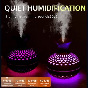 Portable Wood Grain Ultrasonic <b>Humidifier</b> 7-Color LED Night Light USB Powered Home Office Hotel Household Use Low Noise French - Product Image 2