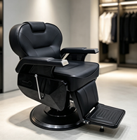 Fauteuil de Barbier Hydraulique Inclinable Moderne Tout Noir à Cadre Robuste, Vente en Gros Direct Usine pour Salons de Beauté et Barbiers