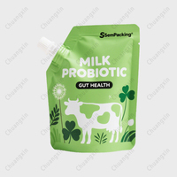 Feuille d'aluminium en plastique de forme spéciale imprimée sur mesure Stand up sac de poche à bec verseur pour jus de fruits liquide 250ml 500ml 1000ml 5 litres