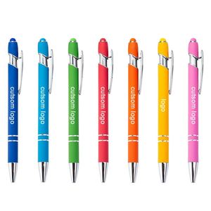 23 Bolígrafos Promocionales Personalizados con Cubierta Suave, Bolígrafos de Metal con Punta de Goma, Bolígrafos con Punta Táctil de Aluminio con Logotipo Personalizado - Product Image 1