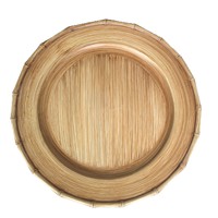 Assiette de présentation ronde en plastique marron foncé à motif rotin, idéale pour restaurants et mariages, vente en gros pour événements
