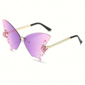 Gafas de Sol de Lujo con Pedrería Brillante para Fiesta, Modelo 2022, Montura Grande sin Aro, Estilo Mariposa, Ojo de Gato, para Mujer - Product Image 5
