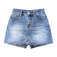 Mini-jupe en jean pour femme, taille basse, avec jupe intégrée, ourlet brut, haute élasticité, style urbain
