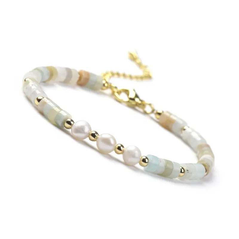 Bracelet en cristal pour femmes, breloques en pierre naturelle, perles de roue et Bracelets en perles d'eau douce, cristal de guérison