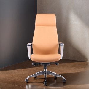 Silla de oficina PU de alta comodidad con soporte ergonómico, marco de metal y función giratoria - Product Image 1