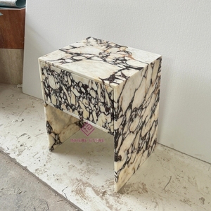 Factory Direct Calacatta Viola Nightstand with One Drawer Durable <strong>Marble</strong> Bedroom <strong>Bedside</strong> <strong>Table</strong> - Product Image 5