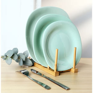 Alta Qualidade Cinza Verde Cor Opala Vidraria Louça Placa Tipo Oval 10.5 'Placa Plana - Product Image 4